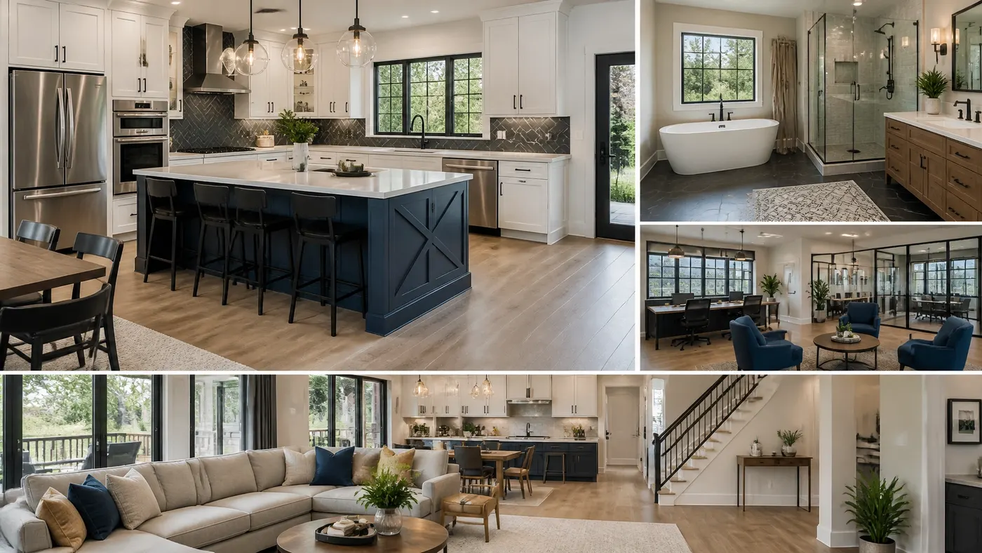 Warmly finished remodeled living space with natural light
